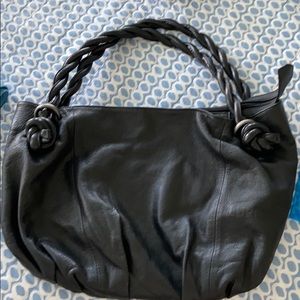 Black leather designer purse